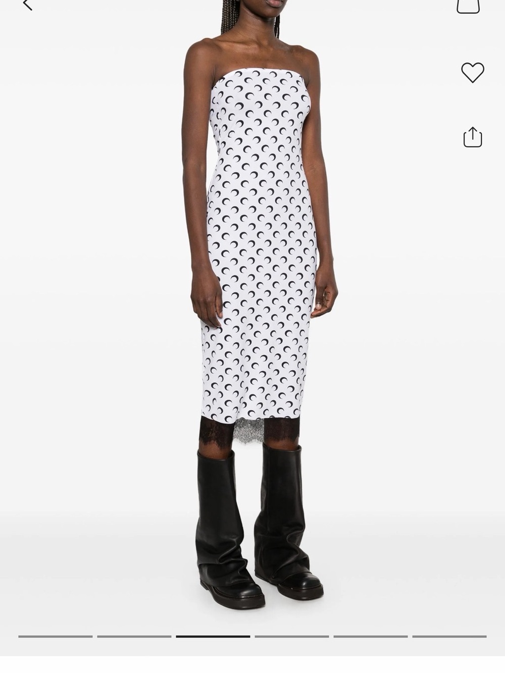 Strapless Crescent-Print Midi Dress - White/Black